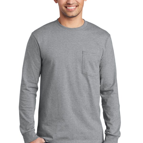 Tall Essential Cotton Pocket T-Shirt, Long-Sleeve Thumbnail